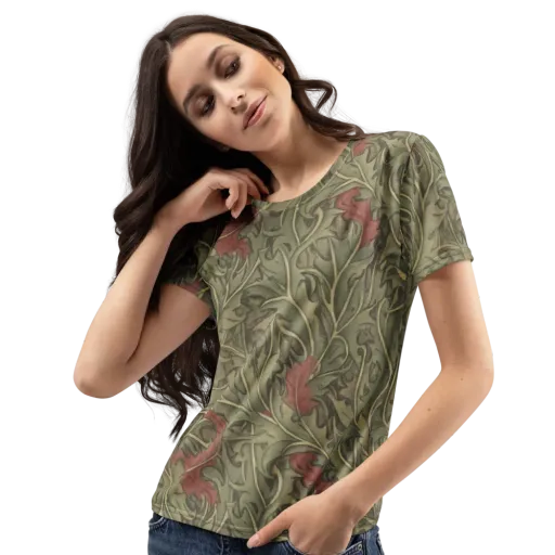 Moss Rose Arabesque on a Women's Crew Neck T-Shirt