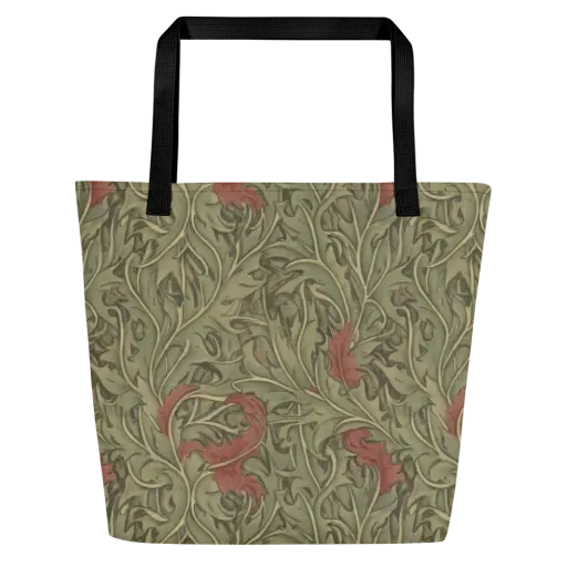 Moss Rose Arabesque on a Large Tote Bag W/ Pocket