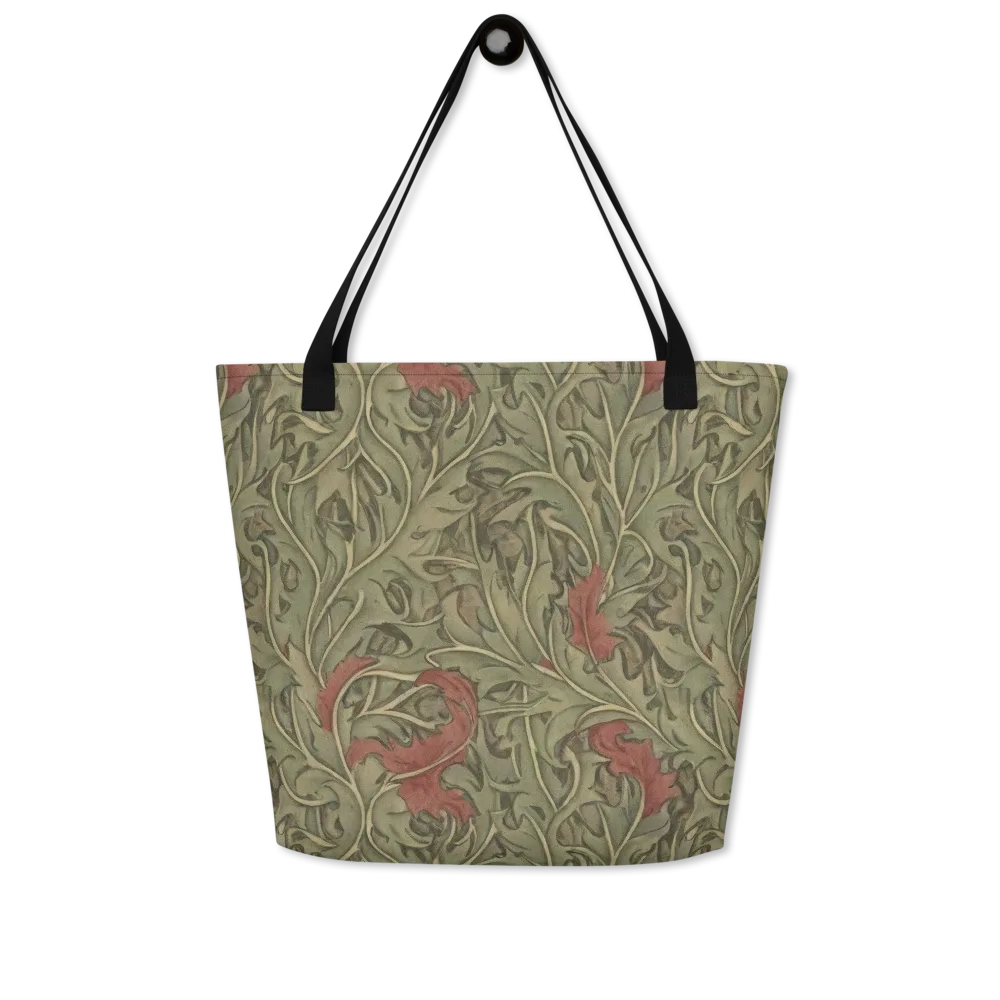 Moss Rose Arabesque on Large Tote Bag W/ Pocket — Front