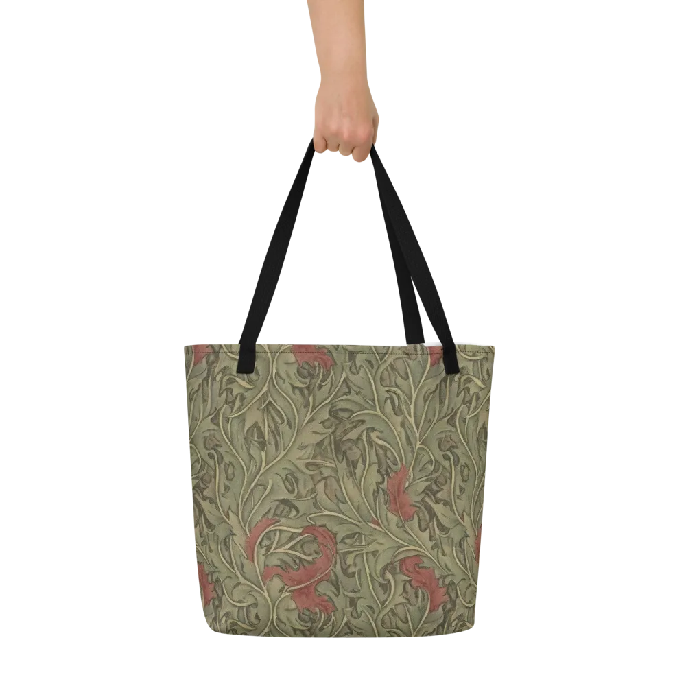 Moss Rose Arabesque on Large Tote Bag W/ Pocket — Front