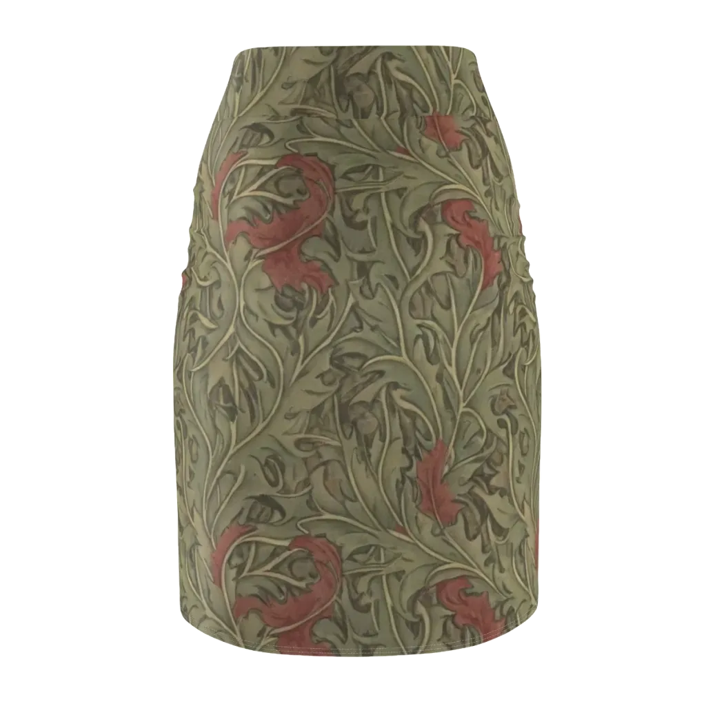 Moss Rose Arabesque on Pencil Skirt — Back