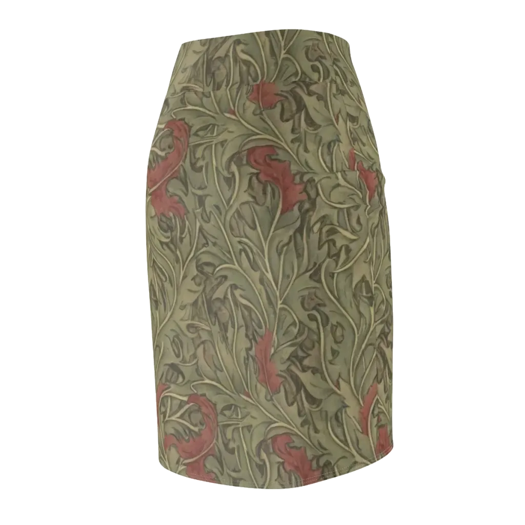Moss Rose Arabesque on Pencil Skirt — Back Side
