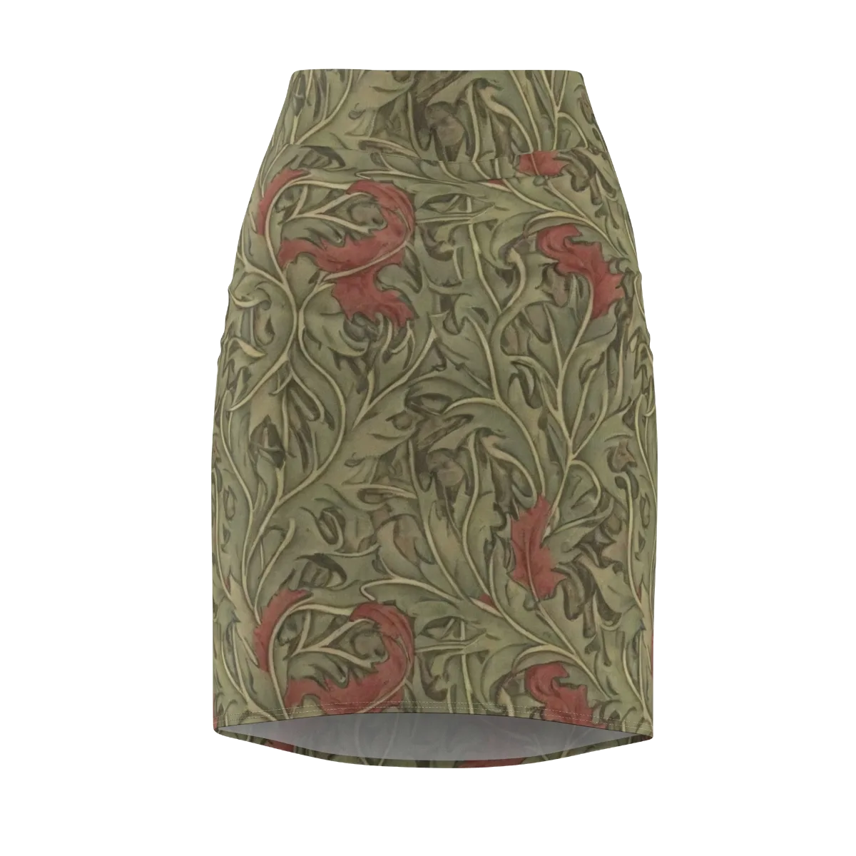 Moss Rose Arabesque on Pencil Skirt — Front
