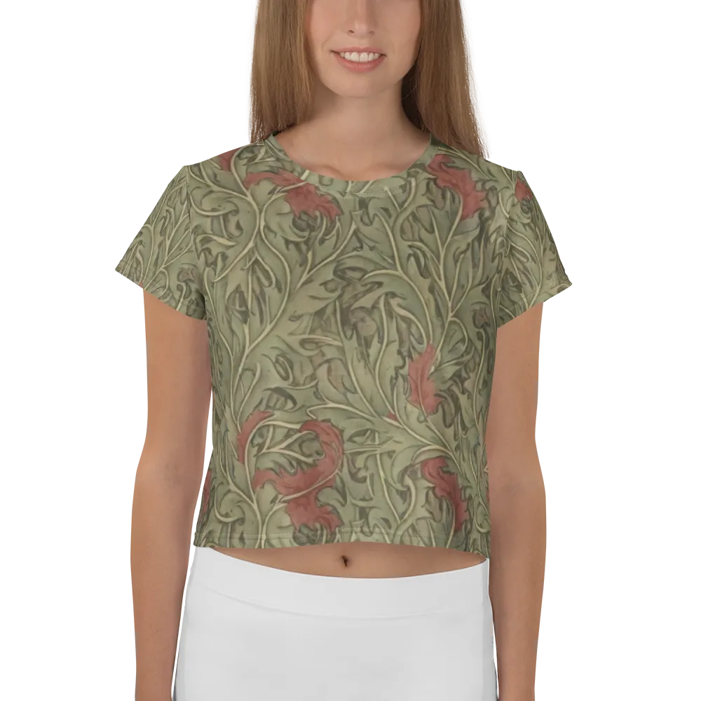 Moss Rose Arabesque on Crop Tee — Front