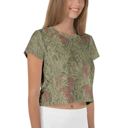 Moss Rose Arabesque on a Crop Tee