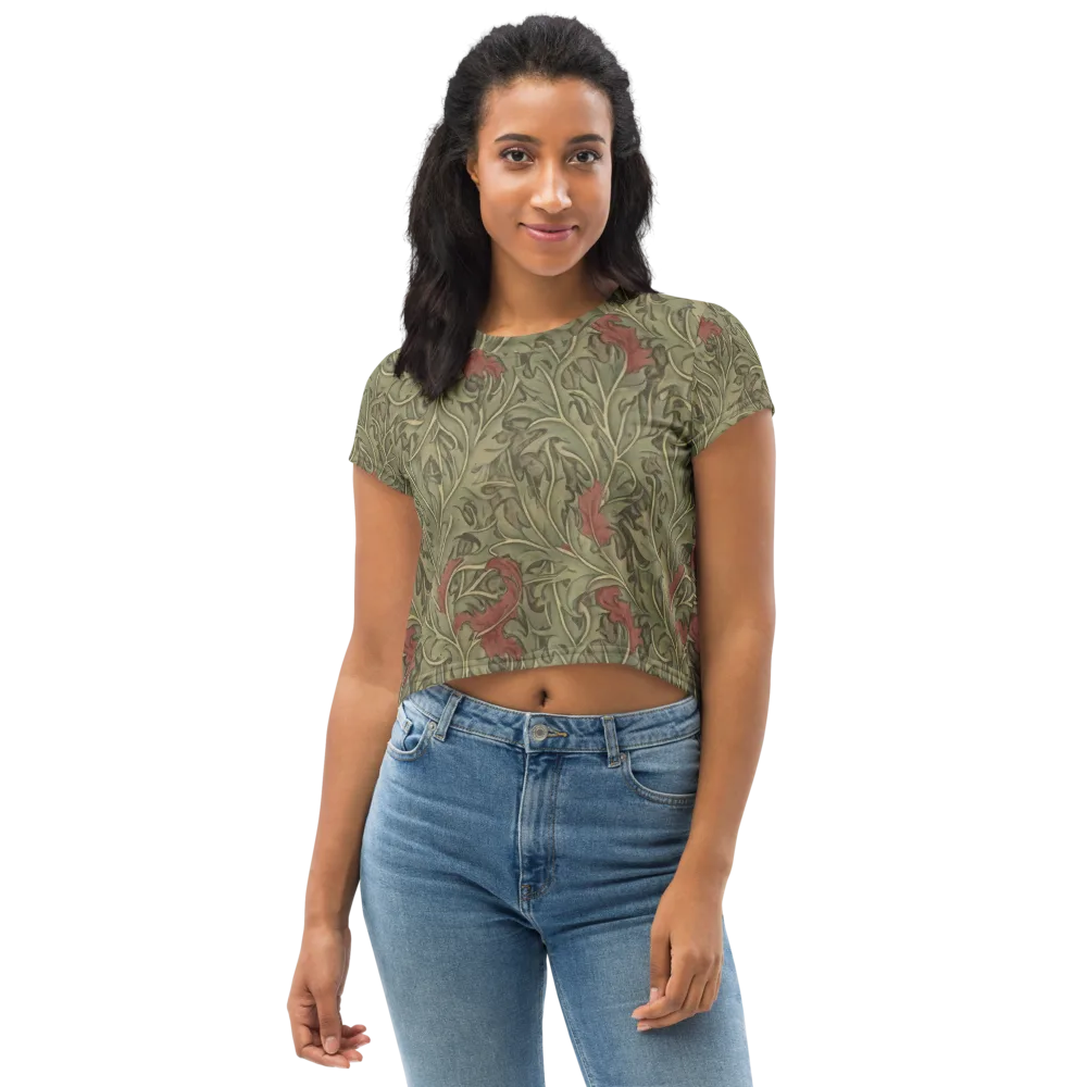 Moss Rose Arabesque on Crop Tee — Front