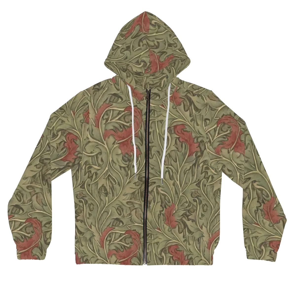Moss Rose Arabesque on Women's Full-Zip Hoodie — Front