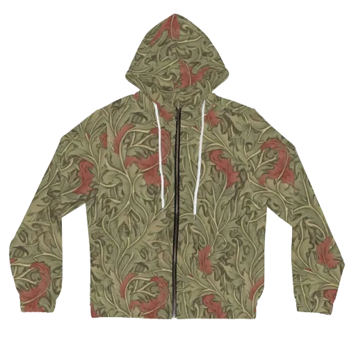 Moss Rose Arabesque on a Women's Full-Zip Hoodie
