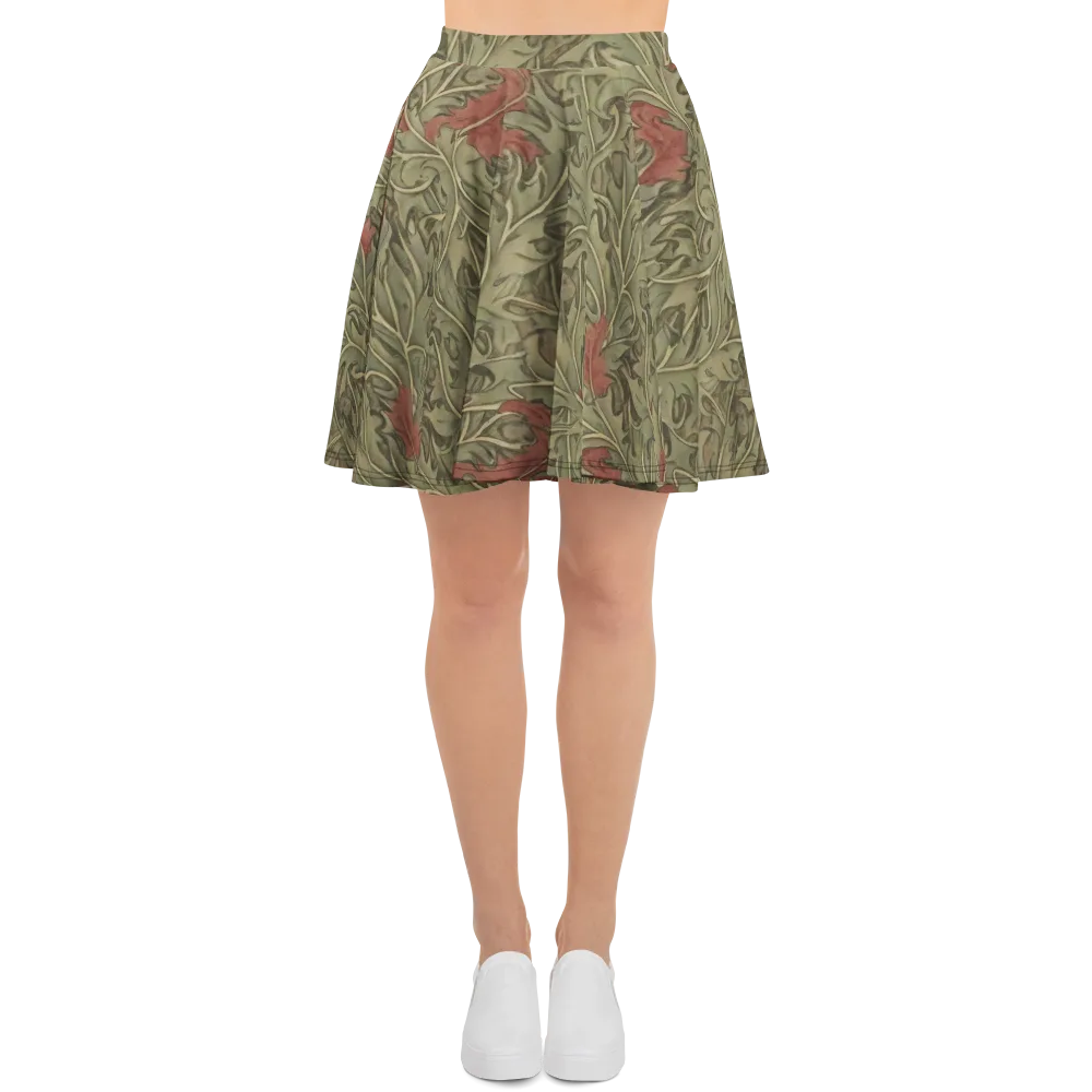 Moss Rose Arabesque on Skater Skirt — Front