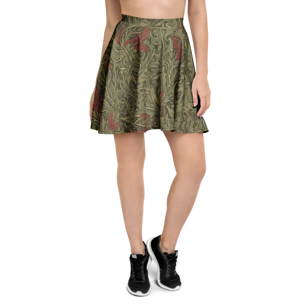 Moss Rose Arabesque on Skater Skirt — Front