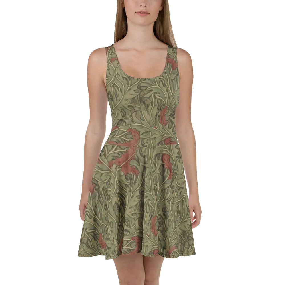 Moss Rose Arabesque on Skater Dress — Front