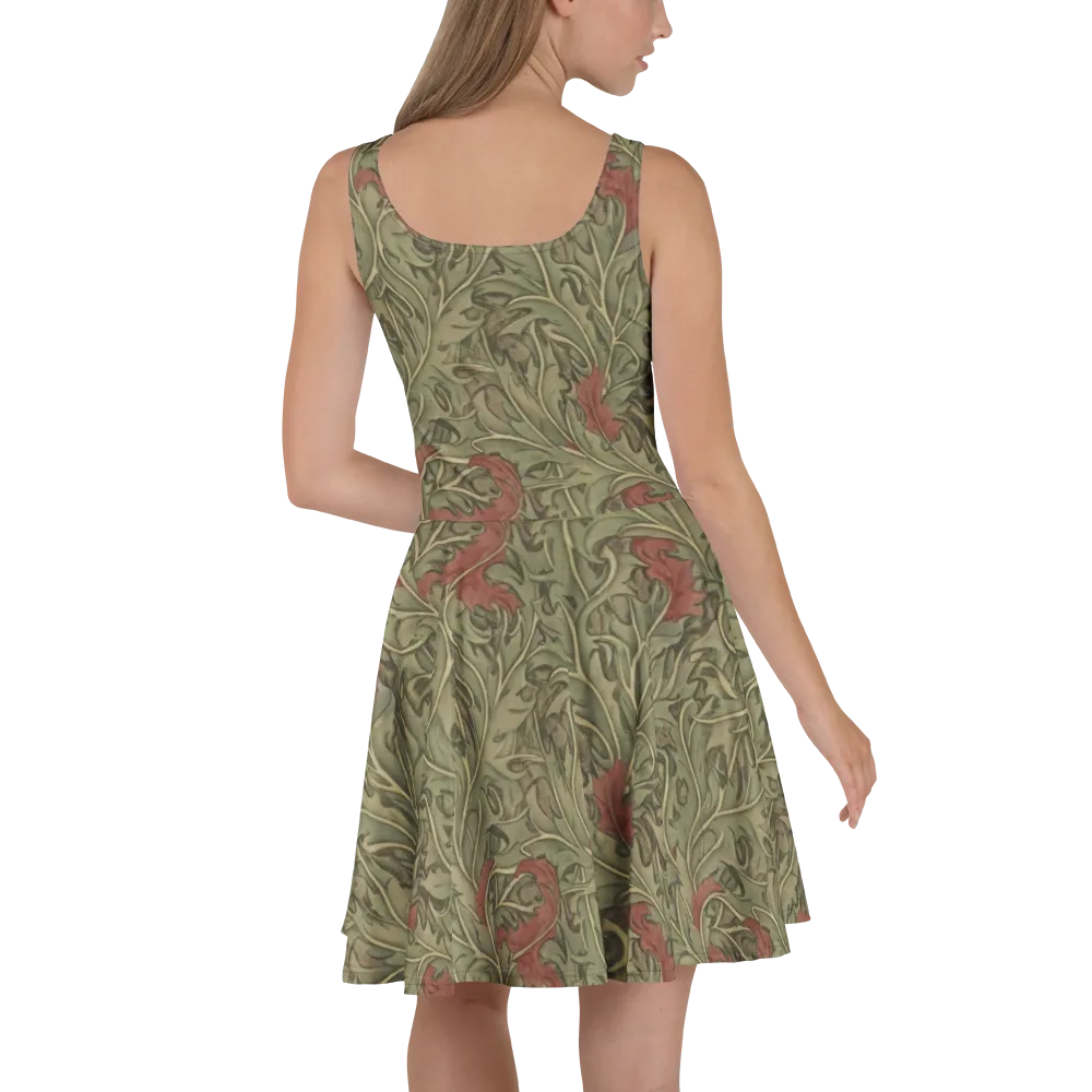 Moss Rose Arabesque on Skater Dress — Back