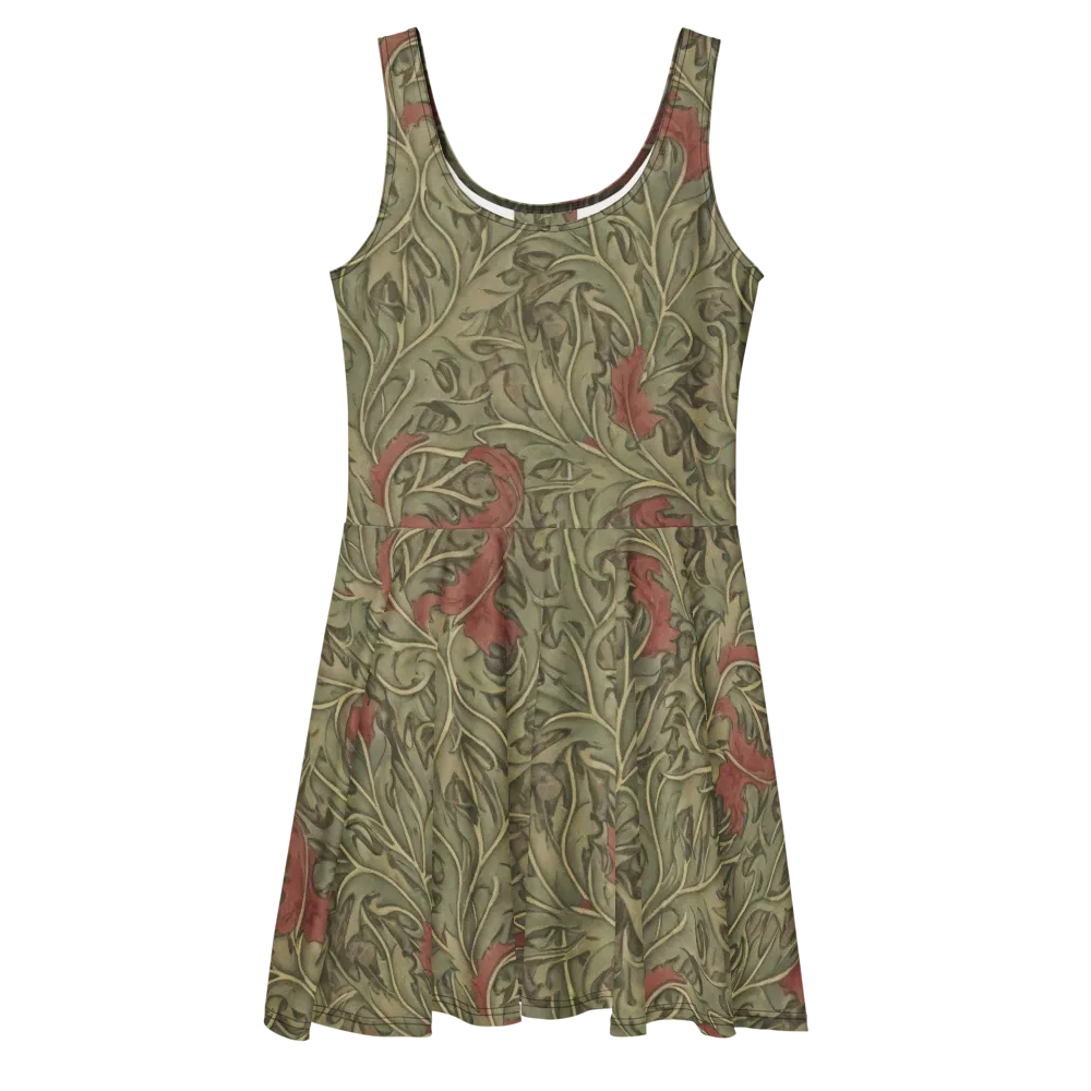 Moss Rose Arabesque on Skater Dress — Front