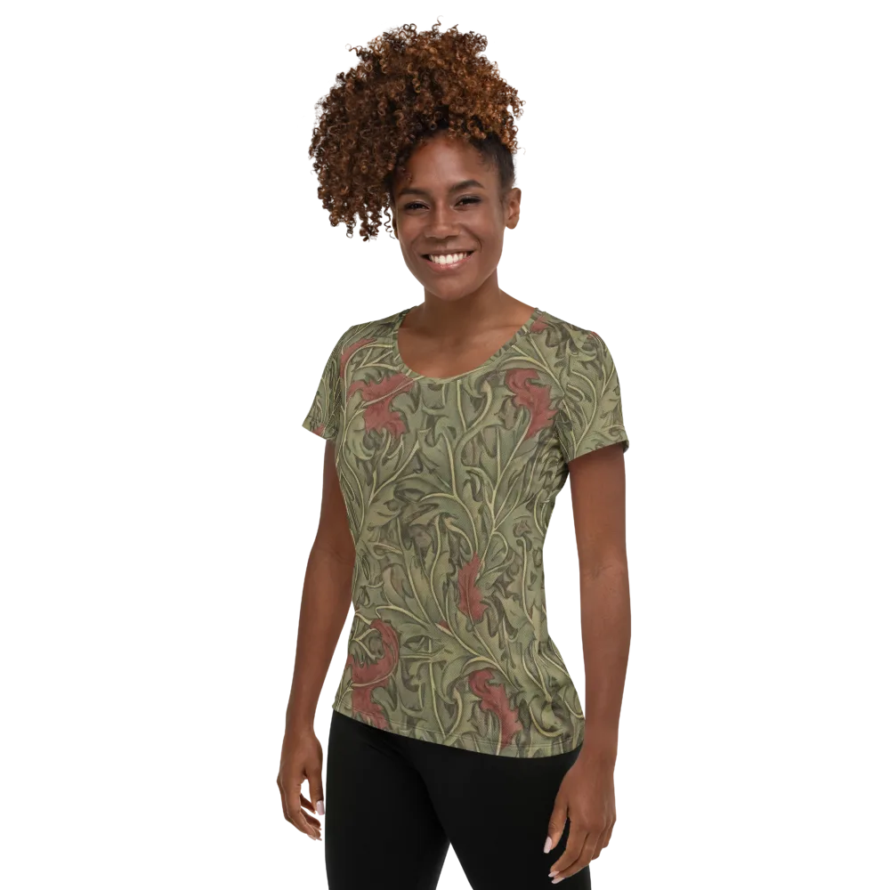 Moss Rose Arabesque on Women's Athletic T-Shirt — Left