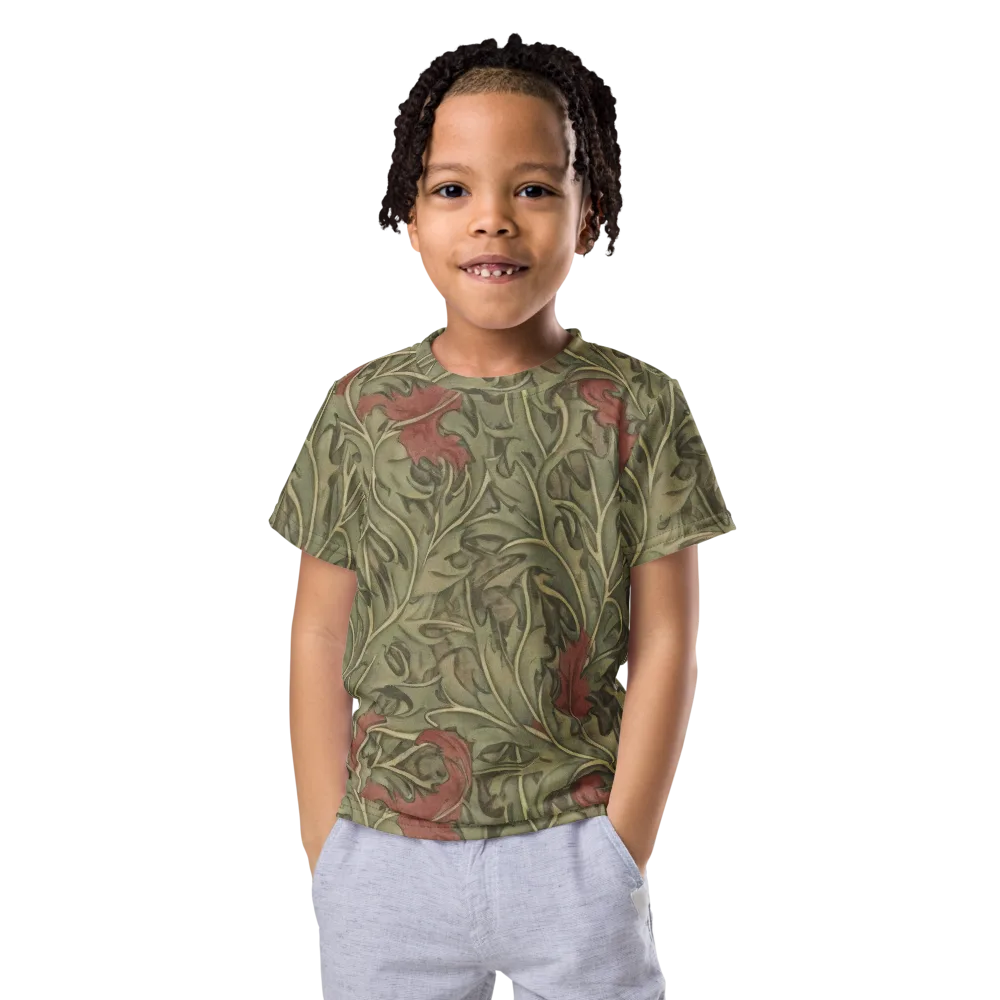 Moss Rose Arabesque on Kids Crew Neck T-Shirt — Front