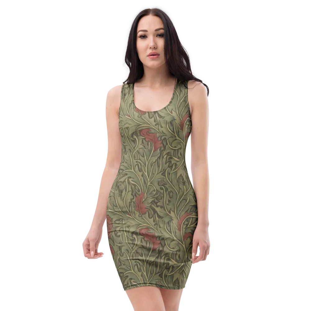 Moss Rose Arabesque on Bodycon Dress — Front