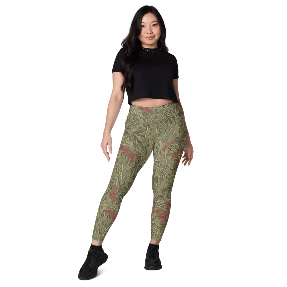Moss Rose Arabesque on Leggings with Pockets — Front