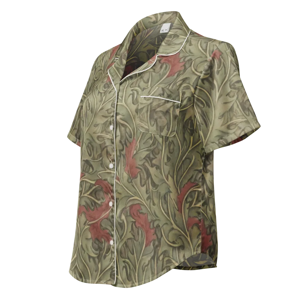 Moss Rose Arabesque on Women's Short Sleeve Pajama Top — Left Front