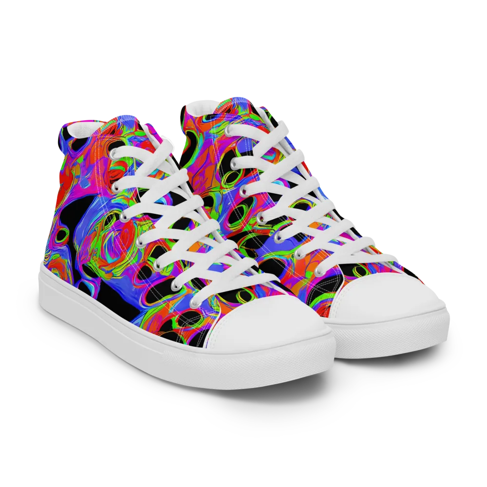 Luminous Abyss on Men's High Top Canvas Shoes — Right Front
