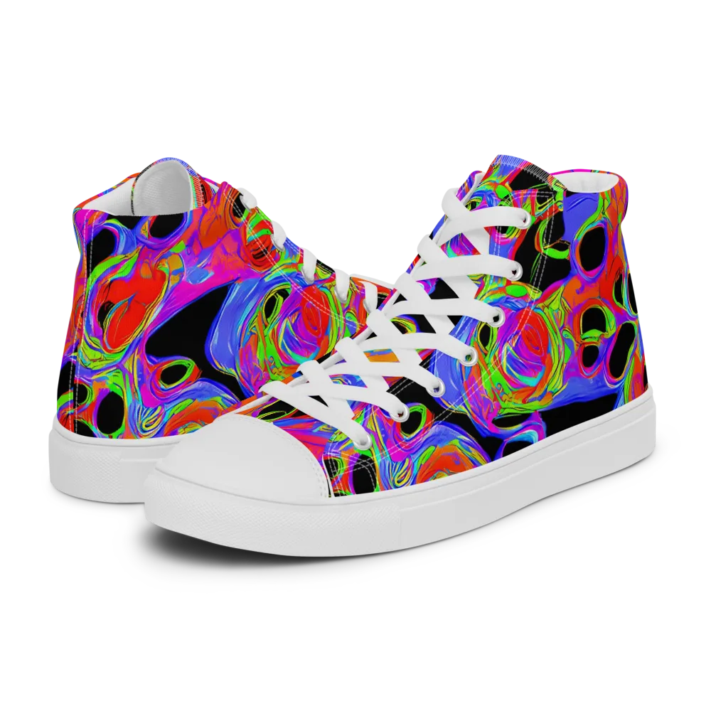 Luminous Abyss on Men's High Top Canvas Shoes — Left