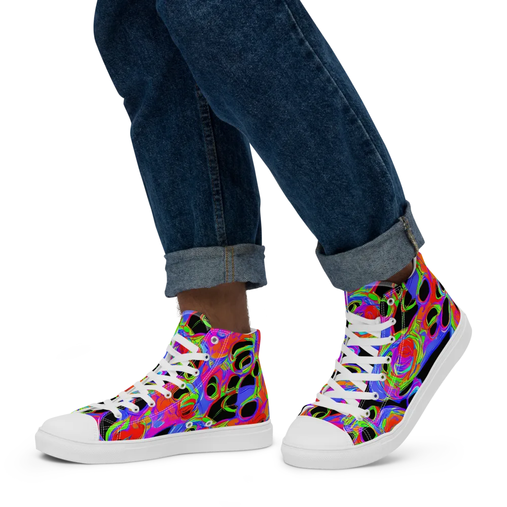Luminous Abyss on Men's High Top Canvas Shoes — Left