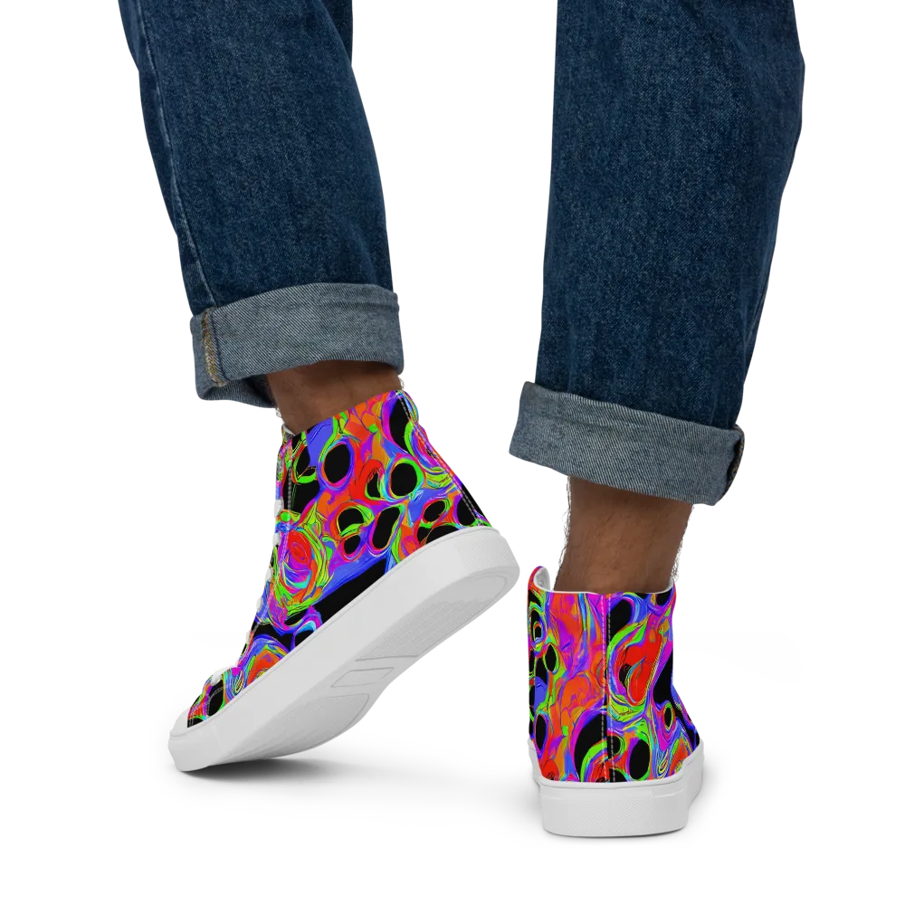 Luminous Abyss on Men's High Top Canvas Shoes — Back