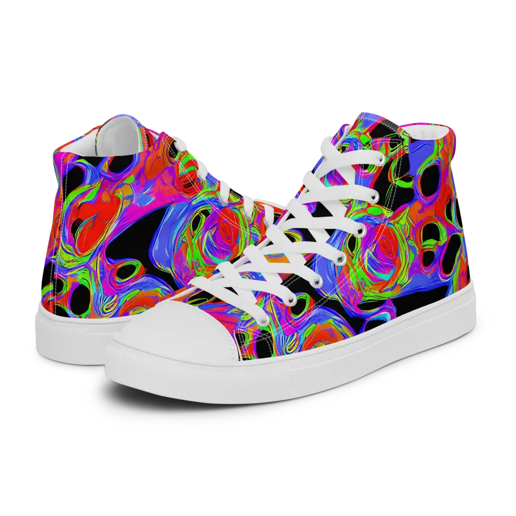 Luminous Abyss on Women's High Top Canvas Shoes — Left