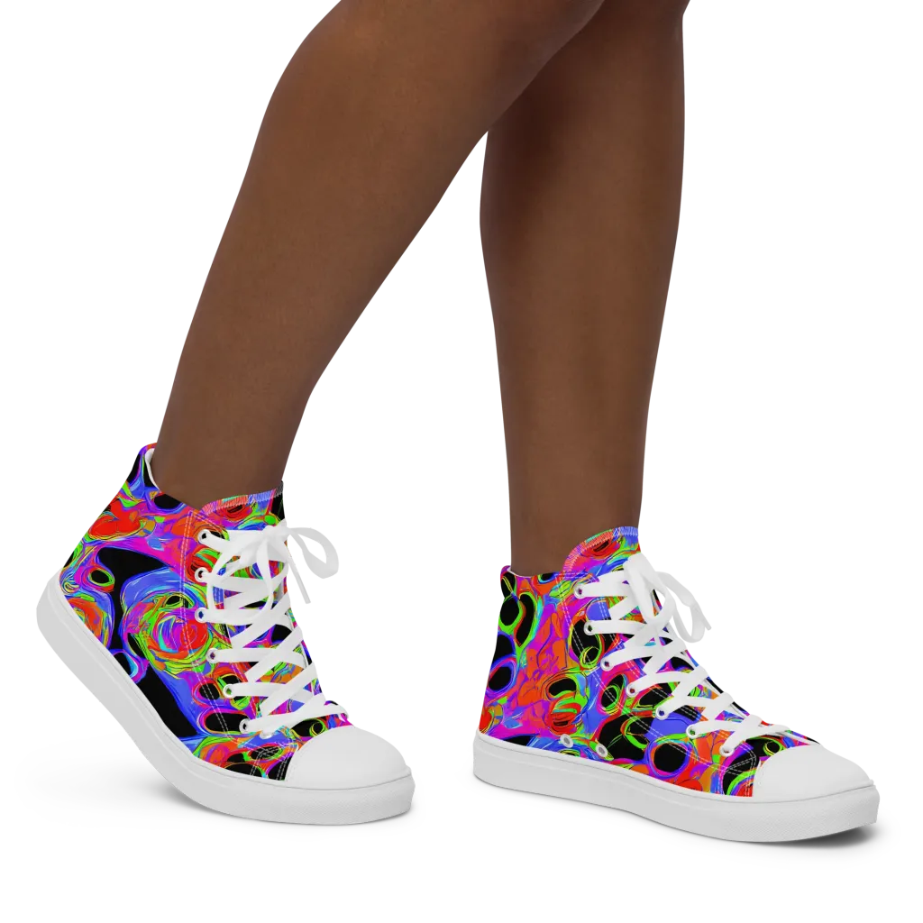 Luminous Abyss on Women's High Top Canvas Shoes — Right