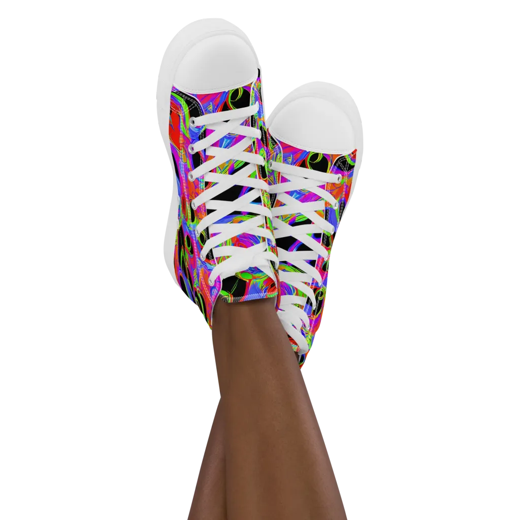 Luminous Abyss on Women's High Top Canvas Shoes — Front