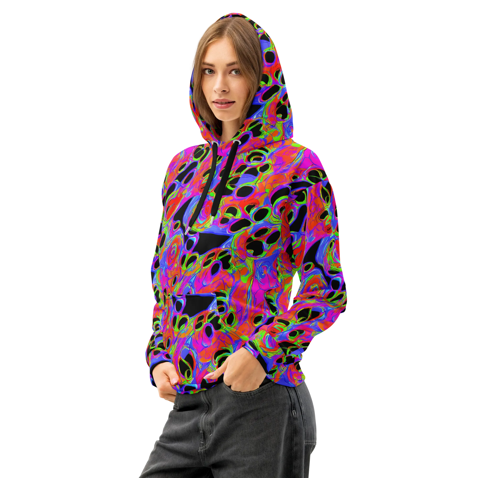 Luminous Abyss on Cotton Hoodie — Left Front