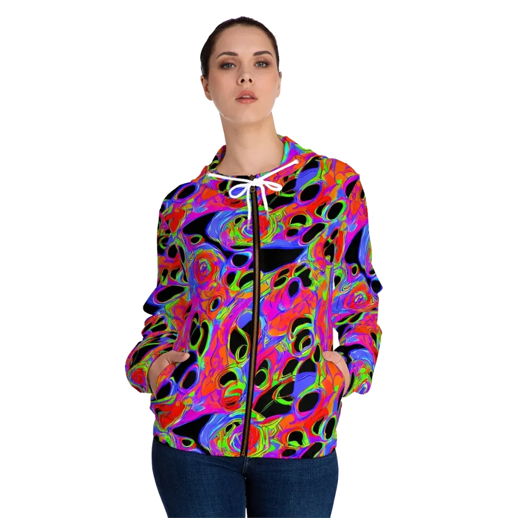 Luminous Abyss on Women's Full-Zip Hoodie — Front On Person