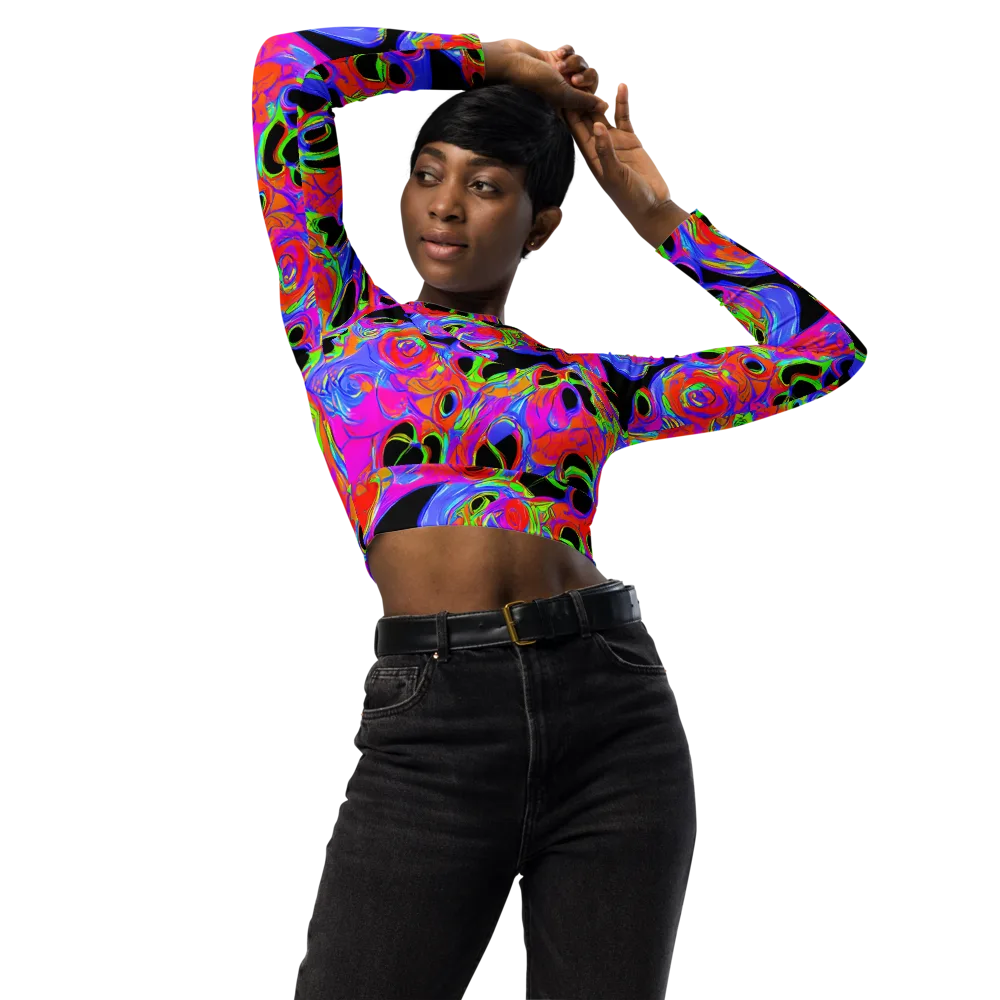 Luminous Abyss on Long Sleeve Crop Top — Front