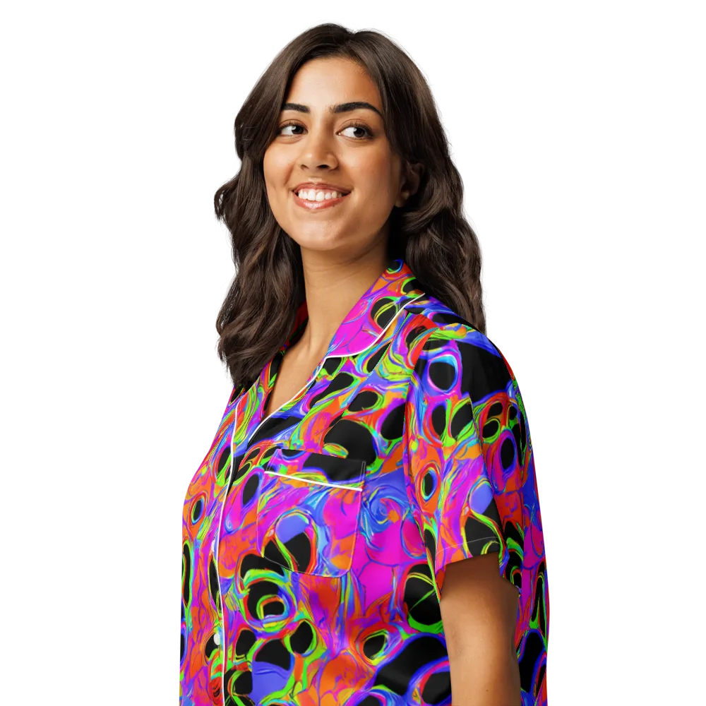 Luminous Abyss on Women's Short Sleeve Pajama Top — Left Front