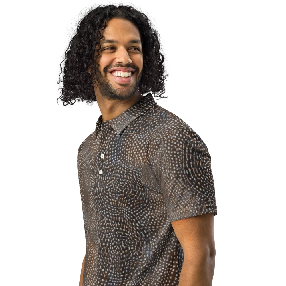 Cocoa Constellation on Men's Slim Fit Polo Shirt — Left Front