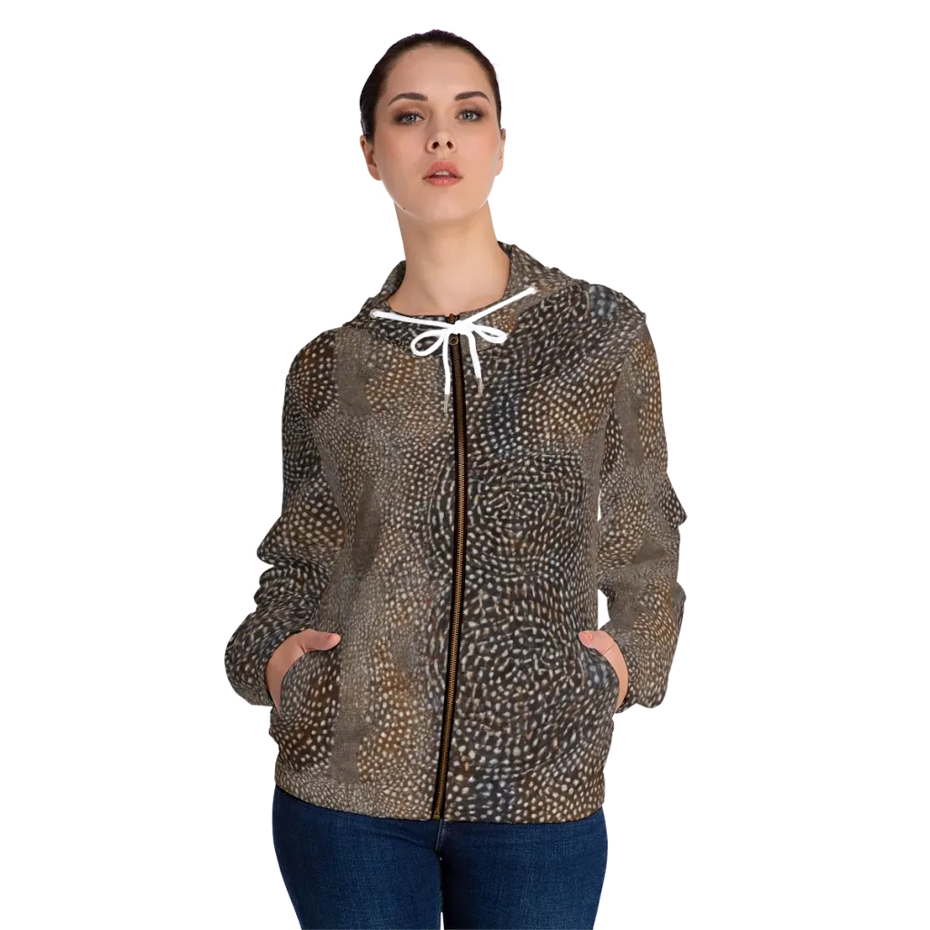 Cocoa Constellation on Women's Full-Zip Hoodie — Front On Person