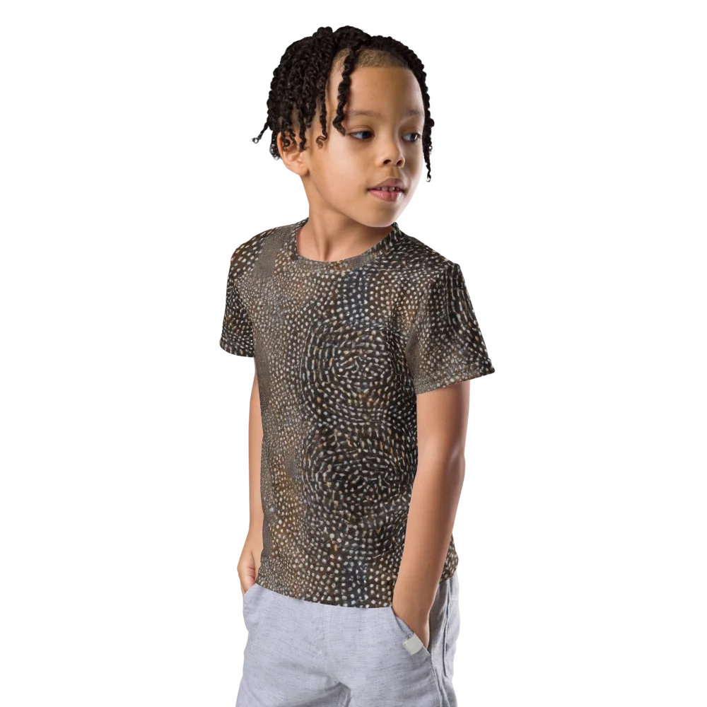 Cocoa Constellation on Kids Crew Neck T-Shirt — Left Front