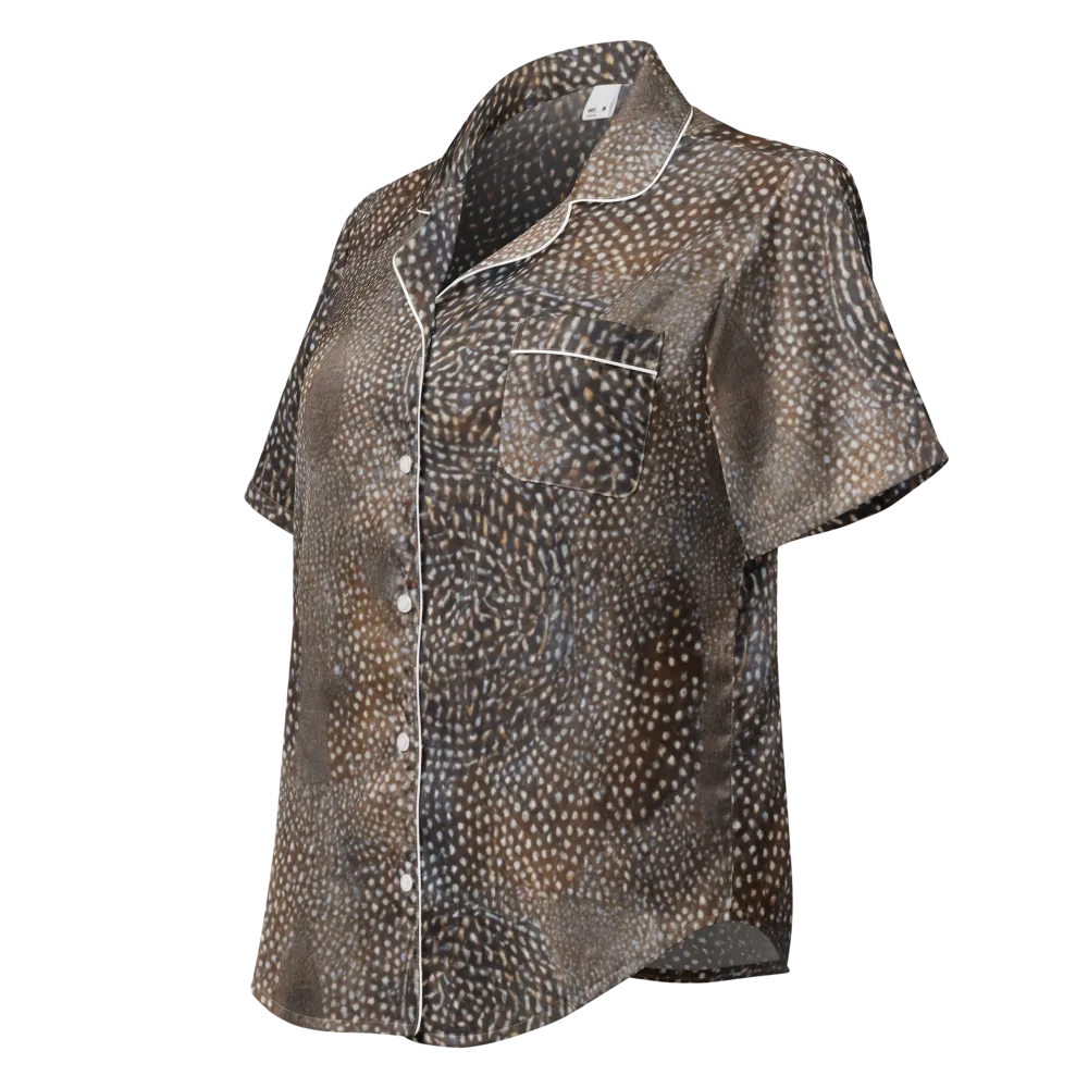 Cocoa Constellation on Women's Short Sleeve Pajama Top — Left Front