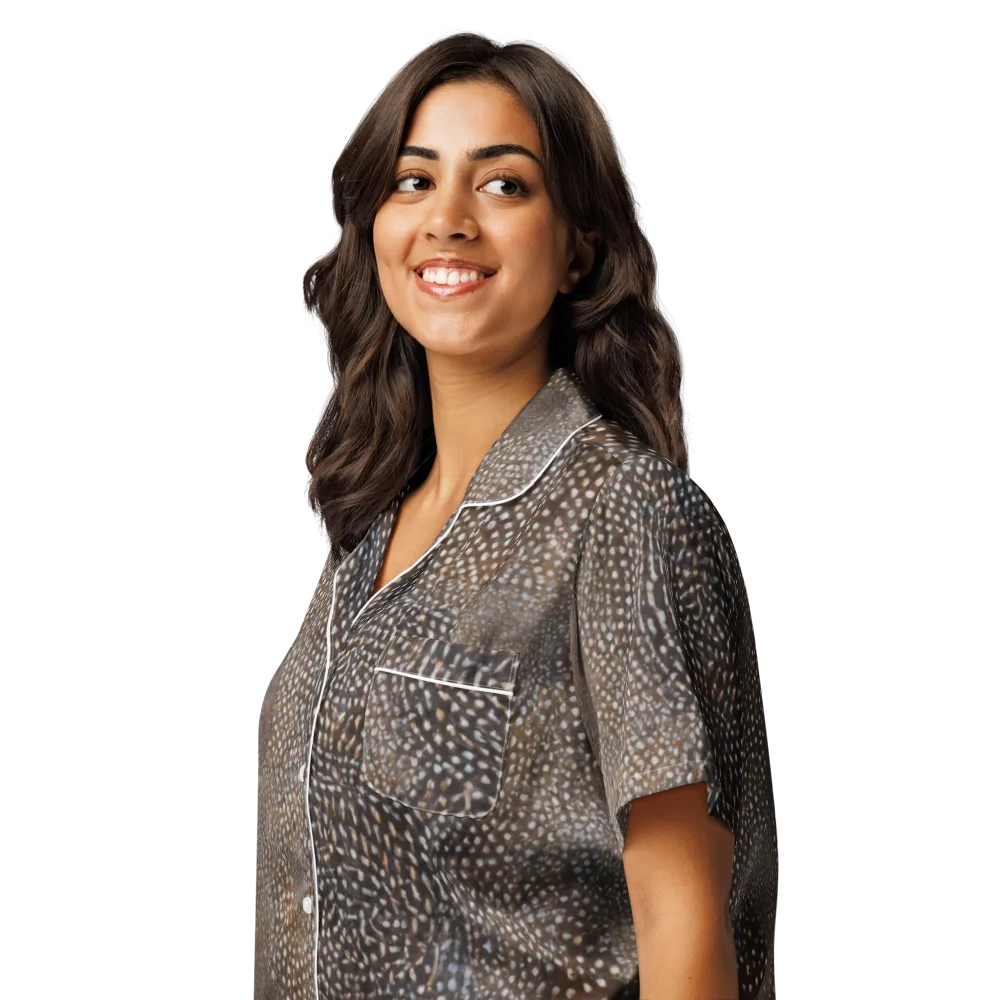 Cocoa Constellation on Women's Short Sleeve Pajama Top — Left Front