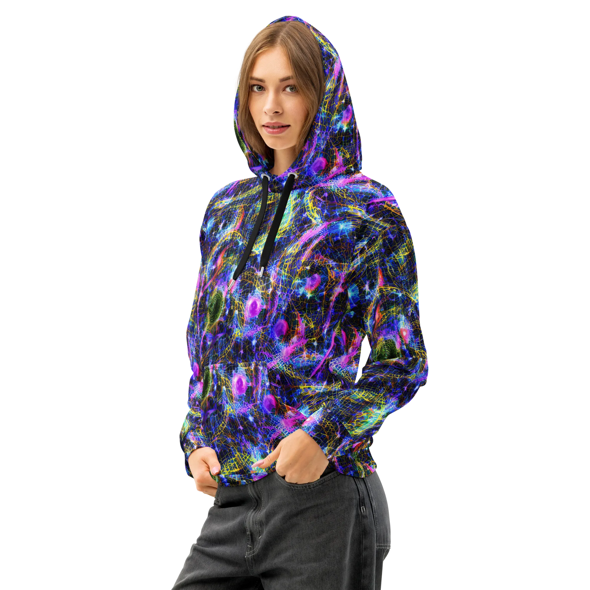 Prismatic Wilds on Cotton Hoodie — Left Front