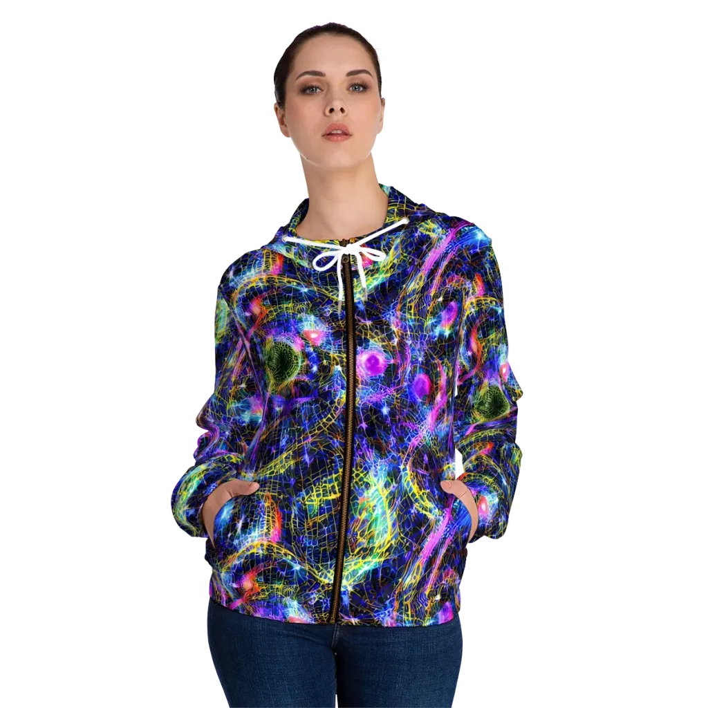 Prismatic Wilds on Women's Full-Zip Hoodie — Front On Person