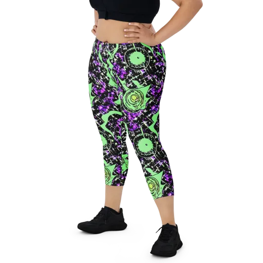 Neon Ink Garden on a Capri Leggings