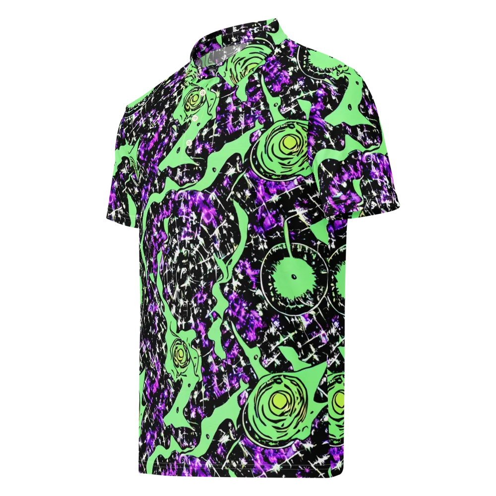 Neon Ink Garden on Men's Slim Fit Polo Shirt — Left Front