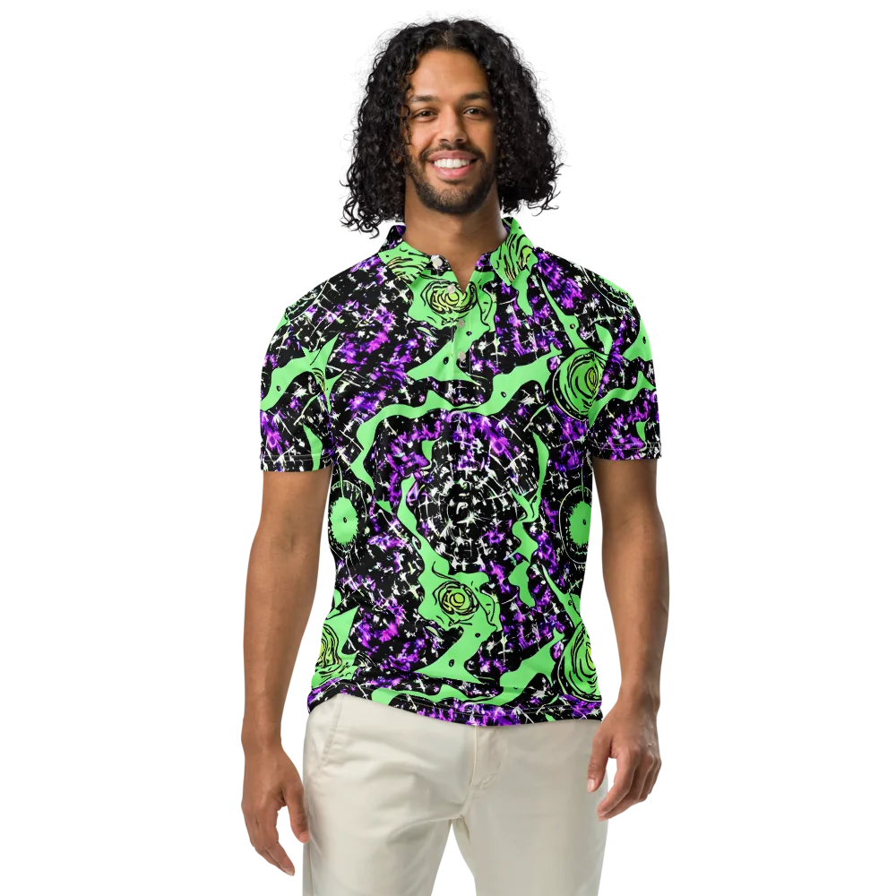 Neon Ink Garden on Men's Slim Fit Polo Shirt — Front