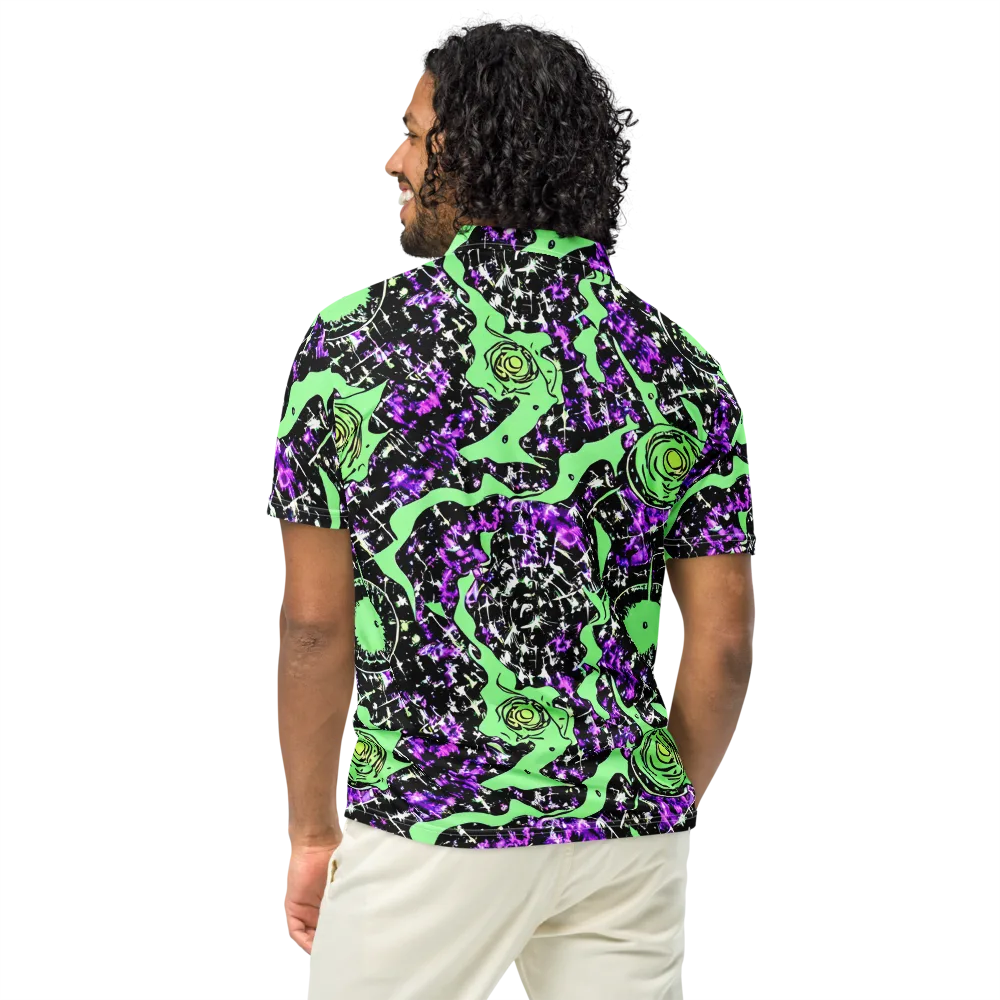 Neon Ink Garden on Men's Slim Fit Polo Shirt — Back