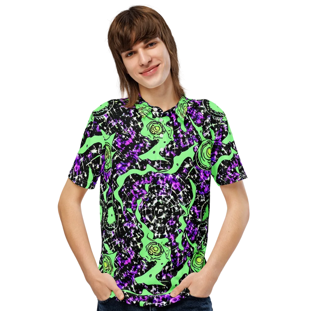 Neon Ink Garden on Men's Slim Fit Polo Shirt — Front