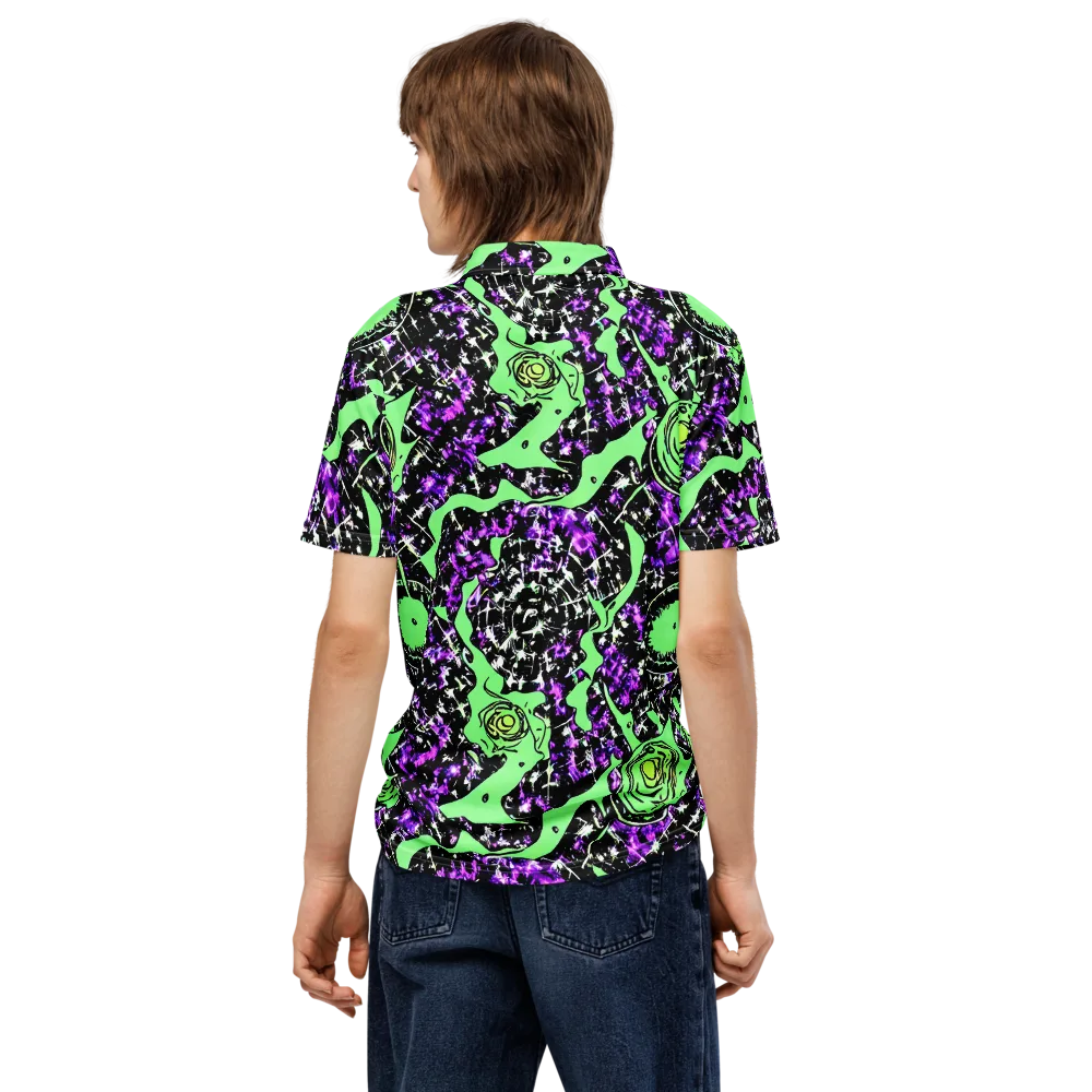 Neon Ink Garden on Men's Slim Fit Polo Shirt — Back