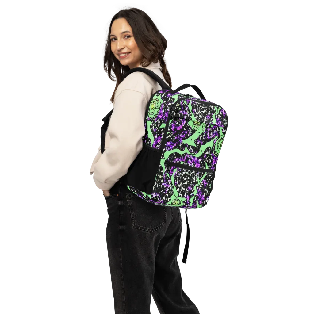 Neon Ink Garden on Utility Backpack — Back