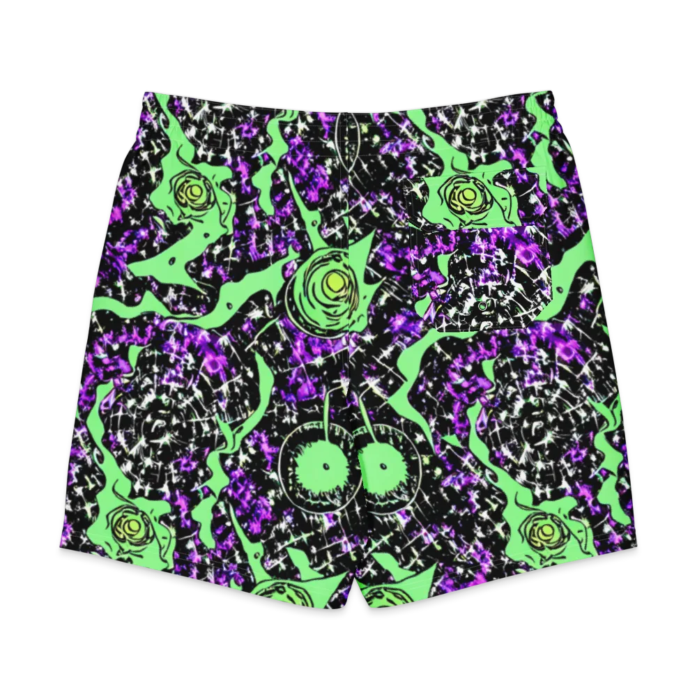 Neon Ink Garden on Men's Board Shorts — Back