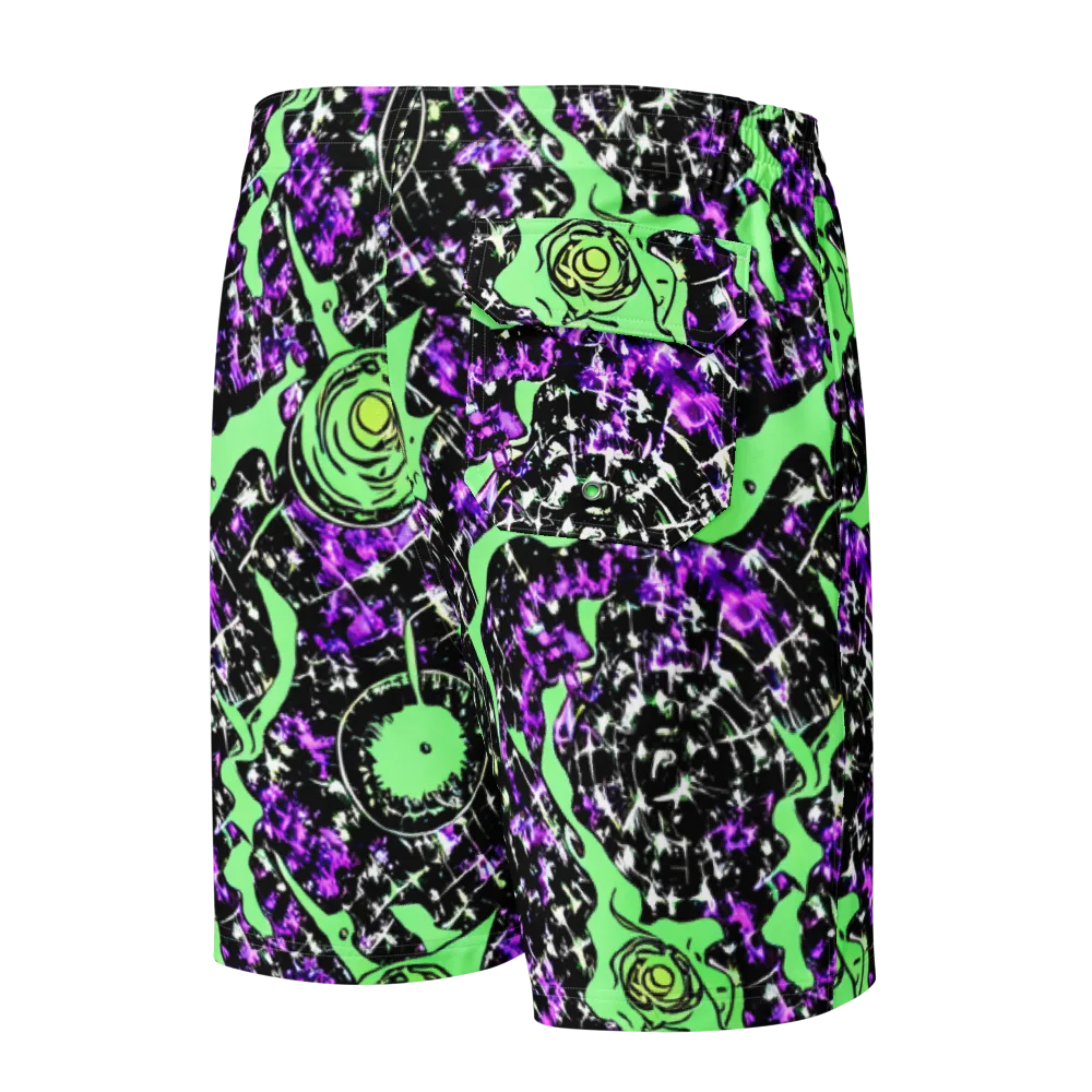 Neon Ink Garden on Men's Board Shorts — Back