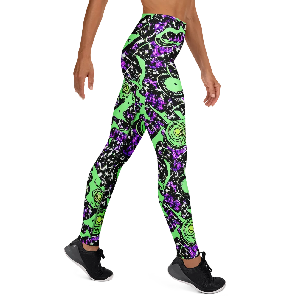 Neon Ink Garden on Yoga Leggings — Right